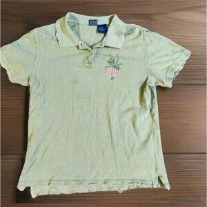 Disney Green S/S Polo Tinker Bell 53 Jrs Large Walt Disney World Sassy In Collar
